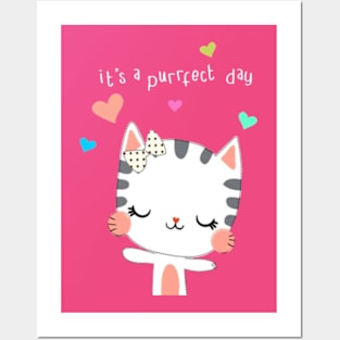 it's a purrfect day Posters and Art